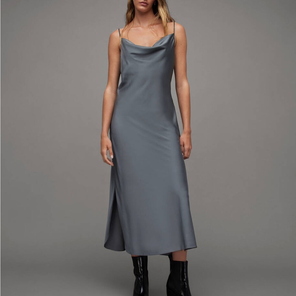 AllSaints Hadley Cowl Neck Midi Slip Dress